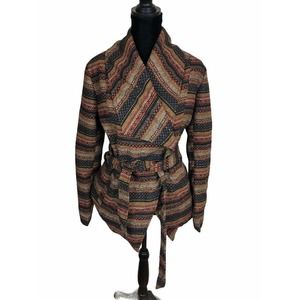 Jack by BB Dakota Womens Xs Brown Asymmetrical South Western Aztec Blazer